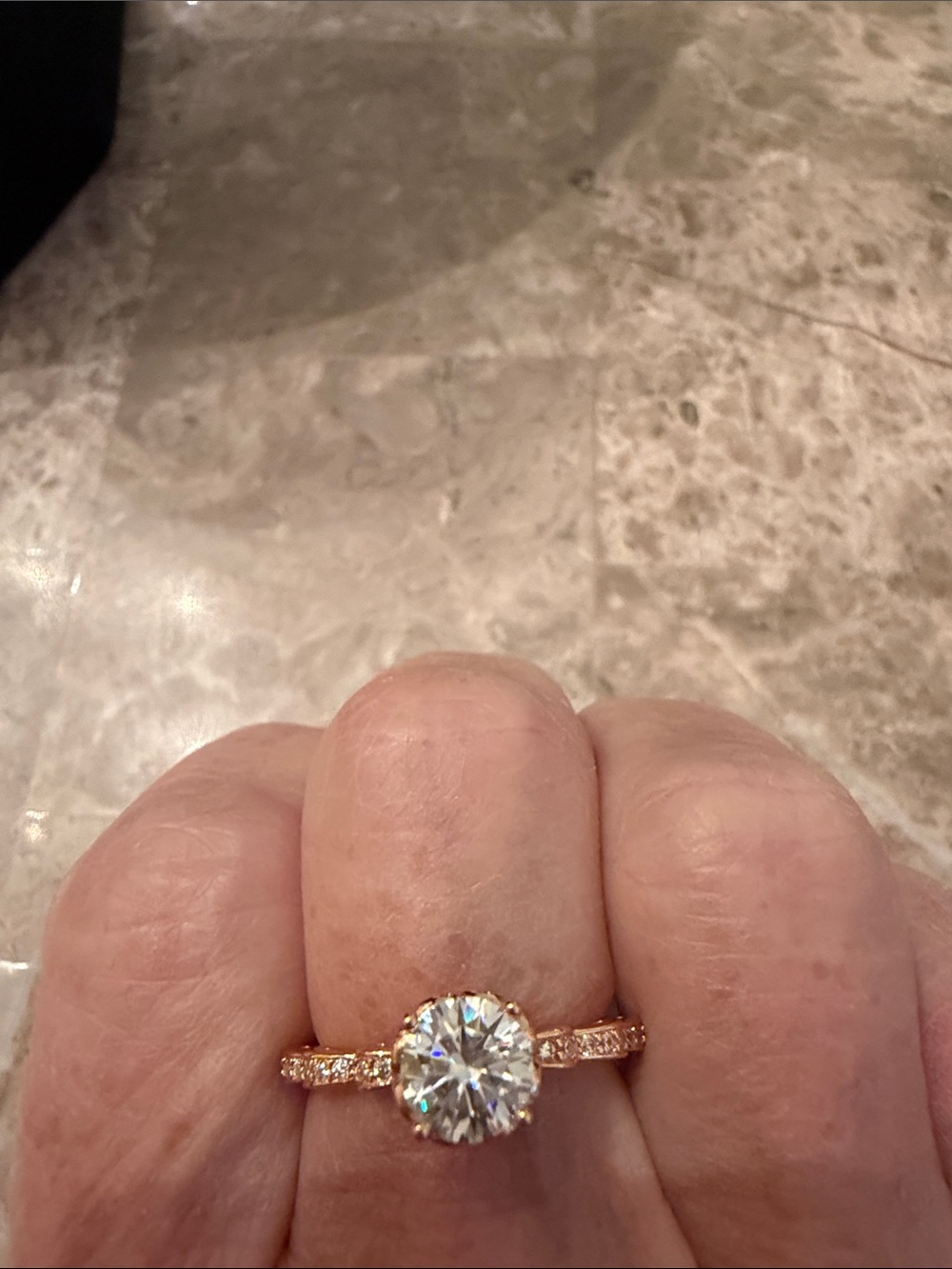 MOISSANITE Rose Gold Over 925 silver Halo 1 carat Engagement Ring - Picture 5 of 9